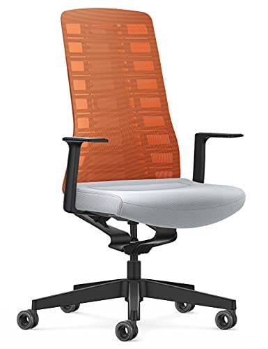 Interstuhl Bürostuhl Pure Active Edition - Der Bürostuhl der Sich Gewicht und Bewegung anpasst - ergonomische Smart-Spring Technologie - Made in Germany (1D-Armlehne, Orange | Hellgrau) von Interstuhl