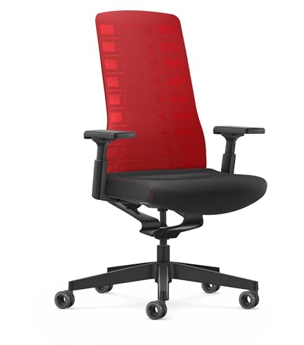 Interstuhl Bürostuhl Pure Active Edition - Der Bürostuhl der Sich Gewicht und Bewegung anpasst - ergonomische Smart-Spring Technologie - Made in Germany (4D-Armlehne, Rot | Schwarz) von Interstuhl