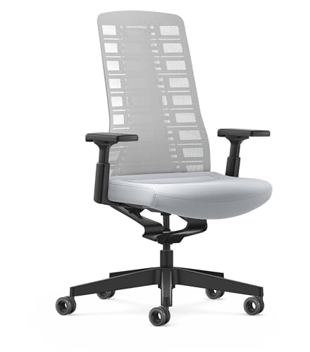 Interstuhl Bürostuhl Pure Active Edition - Der Bürostuhl der Sich Gewicht und Bewegung anpasst - ergonomische Smart-Spring Technologie - Made in Germany (4D-Armlehne, Weiß | Hellgrau) von Interstuhl