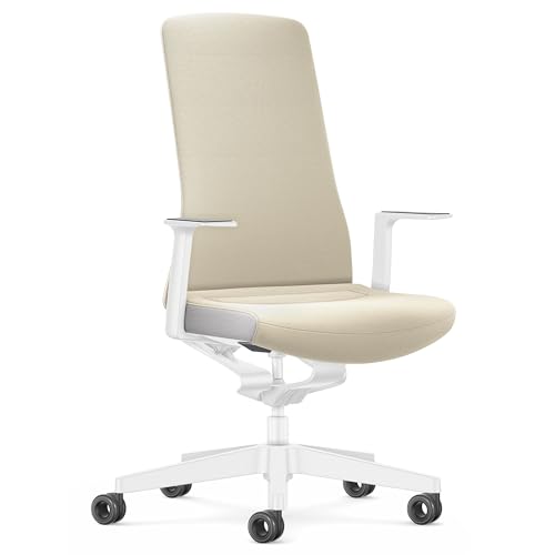 Interstuhl Bürostuhl Pure Interior Edition - Der Schreibtischstuhl der Sich an Gewicht und Bewegung anpasst - ergonomische Smart-Spring Technologie - Made in Germany (1D-Armlehne, Beige | Weiß) von Interstuhl