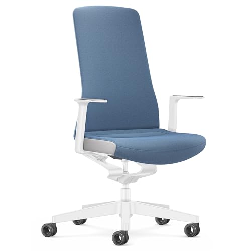 Interstuhl Bürostuhl Pure Interior Edition - Der Schreibtischstuhl der Sich an Gewicht und Bewegung anpasst - ergonomische Smart-Spring Technologie - Made in Germany (1D-Armlehne, Blau | Weiß) von Interstuhl