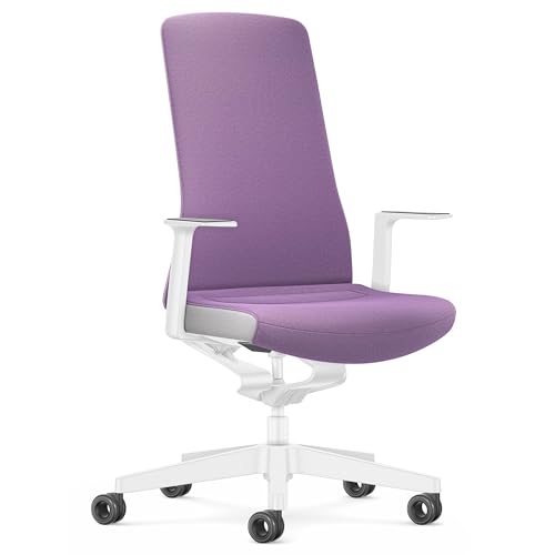 Interstuhl Bürostuhl Pure Interior Edition - Der Schreibtischstuhl der Sich an Gewicht und Bewegung anpasst - ergonomische Smart-Spring Technologie - Made in Germany (1D-Armlehne, Lila | Weiß) von Interstuhl