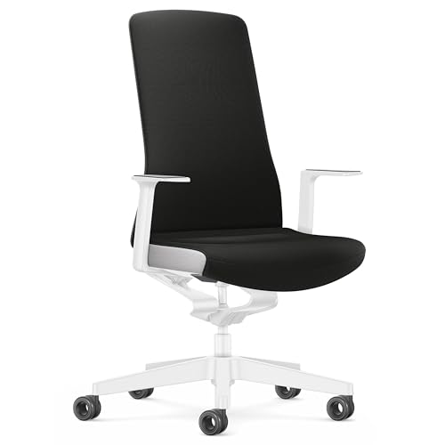Interstuhl Bürostuhl Pure Interior Edition - Der Schreibtischstuhl der Sich an Gewicht und Bewegung anpasst - ergonomische Smart-Spring Technologie - Made in Germany (1D-Armlehne, Schwarz | Weiß) von Interstuhl