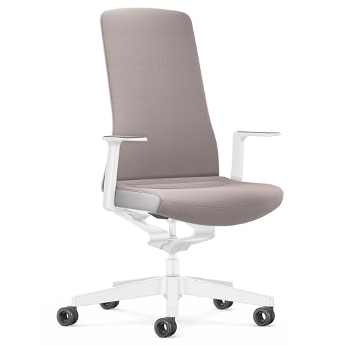 Interstuhl Bürostuhl Pure Interior Edition - Der Schreibtischstuhl der Sich an Gewicht und Bewegung anpasst - ergonomische Smart-Spring Technologie - Made in Germany (1D-Armlehne, Taupe | Weiß) von Interstuhl