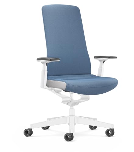 Interstuhl Bürostuhl Pure Interior Edition - Der Schreibtischstuhl der Sich an Gewicht und Bewegung anpasst - ergonomische Smart-Spring Technologie - Made in Germany (4D-Armlehne, Blau | Weiß) von Interstuhl