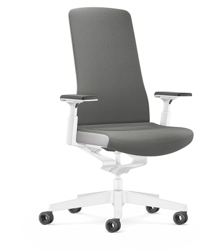 Interstuhl Bürostuhl Pure Interior Edition - Der Schreibtischstuhl der Sich an Gewicht und Bewegung anpasst - ergonomische Smart-Spring Technologie - Made in Germany (4D-Armlehne, Grau | Weiß) von Interstuhl