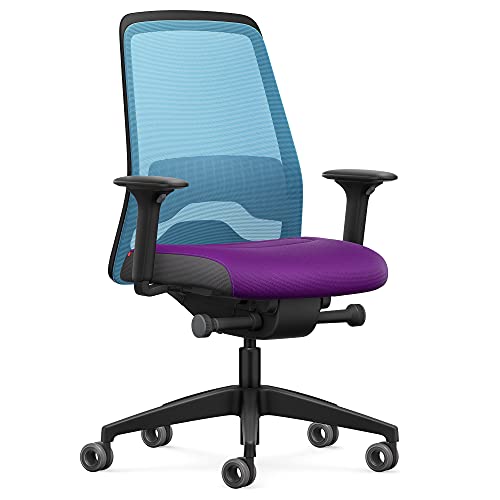 Interstuhl Bürostuhl Every Active Edition – ergonomischer Schreibtisch- und Gaming-Stuhl – Lordosenstütze für gesünderes Sitzen – vereint gesundes und aktives Sitzen (Hellblau | Lila) von Interstuhl