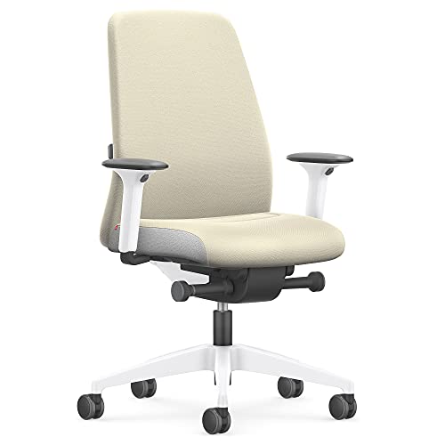Interstuhl Every Interior Edition – Der Bürostuhl folgt der Bewegung des Körpers nach vorne und hinten – mit Verstellbarer Lordosenstütze (Beige | Weiß) von Interstuhl