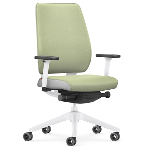 Interstuhl Joyce Interior Edition - ergonomischer Bürostuhl - Schreibtischstuhl mit Synchromechanik - verstellbare Rückenlehne und Lordose - Designer-Rollen (Grün | Hellgrau) von Interstuhl