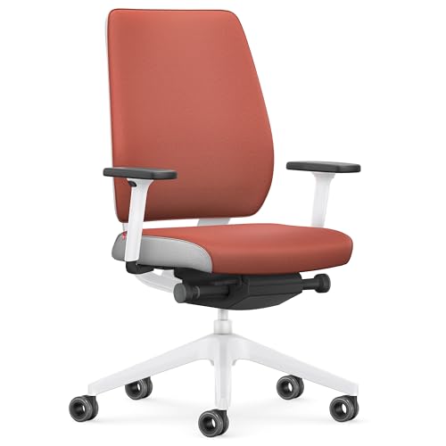 Interstuhl Joyce Interior Edition - ergonomischer Bürostuhl - Schreibtischstuhl mit Synchromechanik - verstellbare Rückenlehne und Lordose - Designer-Rollen (Orangerot | Weiß) von Interstuhl