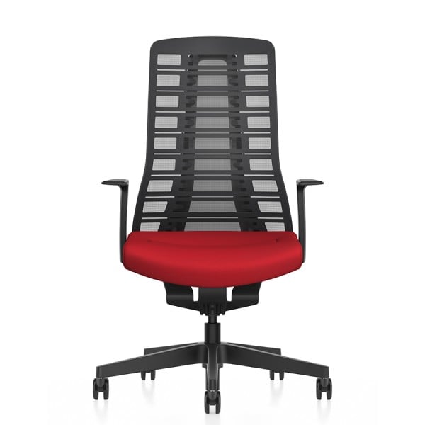 Interstuhl PUREis3 PU213 Bürostuhl schwarz rot mit Netzrücken von Interstuhl