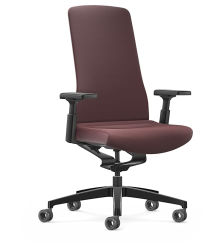 Interstuhl Pure Fashion Edition – Der Bürostuhl der Sich an Gewicht und Bewegung anpasst – ausgestattet mit der nachgewiesen ergonomischen Smart-Spring Technologie (4D-Armlehnen, Boredaux | WineRed) von Interstuhl