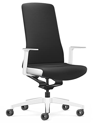 Interstuhl Pure Fashion Edition – Der Bürostuhl der Sich an Gewicht und Bewegung anpasst – ausgestattet mit der nachgewiesen ergonomischen Smart-Spring Technologie (1D-Armlehnen, Black | White) von Interstuhl