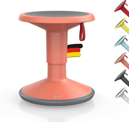 Interstuhl UPis1 - ergonomischer Sitzhocker mit Schwingeffekt - höhenverstellbar - Hocker mit rutschhemmender Standfläche & Kippschutz - Bürohocker (Lachsorange, UP Junior) von Interstuhl