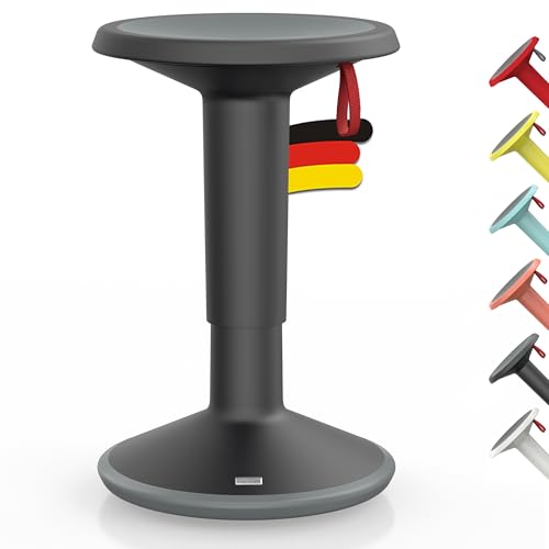 Interstuhl UPis1 - ergonomischer Sitzhocker mit Schwingeffekt - höhenverstellbar - Hocker mit rutschhemmender Standfläche & Kippschutz - Sitzhocker für gesünderes Arbeiten (Black) von Interstuhl