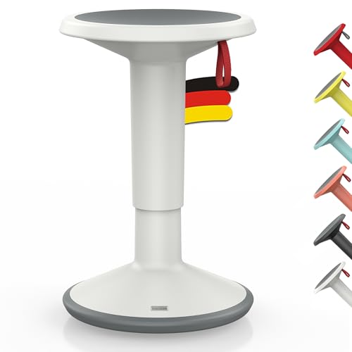 Interstuhl UPis1 - ergonomischer Sitzhocker mit Schwingeffekt - höhenverstellbar - Hocker mit rutschhemmender Standfläche & Kippschutz - Bürohocker (Grauweiß, UP Designhocker) von Interstuhl