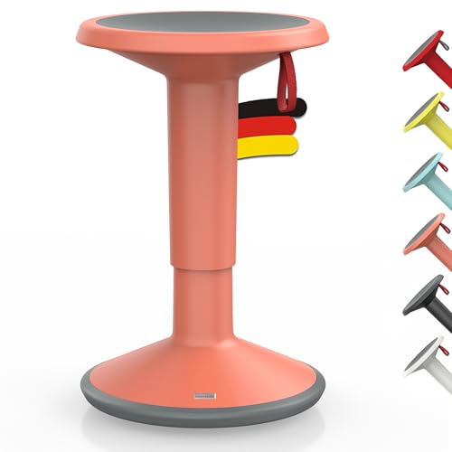 Interstuhl UPis1 - ergonomischer Sitzhocker mit Schwingeffekt - höhenverstellbar - Hocker mit rutschhemmender Standfläche & Kippschutz - Bürohocker (Lachsorange, UP Designhocker) von Interstuhl