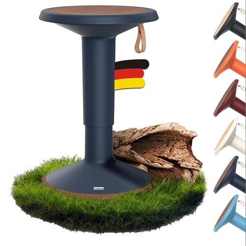 Interstuhl UPis1 - ergonomischer Sitzhocker mit Schwingeffekt - höhenverstellbar - Hocker mit rutschhemmender Standfläche & Kippschutz - Bürohocker (ECO Stahlblau, ECO UP Sitzhocker) von Interstuhl