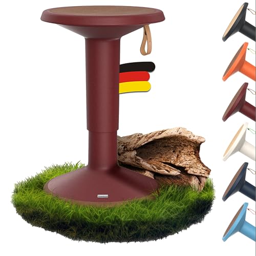 Interstuhl UPis1 - ergonomischer Sitzhocker mit Schwingeffekt - höhenverstellbar - Hocker mit rutschhemmender Standfläche & Kippschutz - Bürohocker (ECO Weinrot, ECO UP Sitzhocker) von Interstuhl