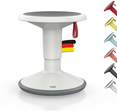 Interstuhl UPis1 - ergonomischer Sitzhocker mit Schwingeffekt - höhenverstellbar - Hocker mit rutschhemmender Standfläche & Kippschutz - Bürohocker (Grauweiß, UP Junior) von Interstuhl