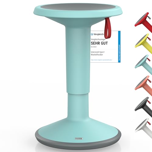 Interstuhl UPis1 - ergonomischer Sitzhocker mit Schwingeffekt - höhenverstellbar - Hocker mit rutschhemmender Standfläche & Kippschutz - Sitzhocker für gesünderes Arbeiten (Pastelltürkis) von Interstuhl