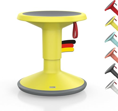 Interstuhl UPis1 - ergonomischer Sitzhocker mit Schwingeffekt - höhenverstellbar - Hocker mit rutschhemmender Standfläche & Kippschutz - Bürohocker (Zitronengelb, UP Junior) von Interstuhl