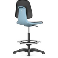 bimos Arbeitsdrehstuhl Labsit Bodengleiter+Fußring Sitzschale blau Integralschaum schw von Interstuhl