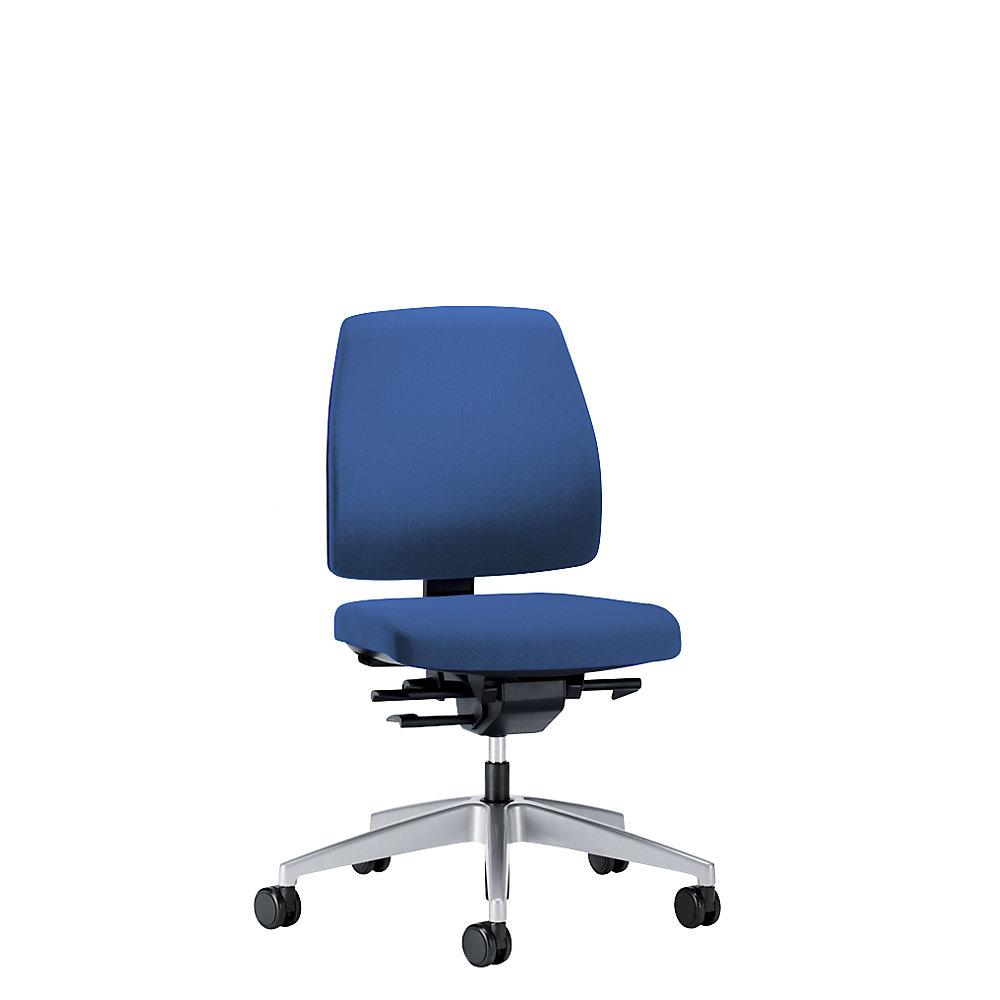 interstuhl Bürodrehstuhl GOAL, Rückenlehnenhöhe 430 mm, Gestell brillantsilber, mit harten Rollen, enzianblau, Sitztiefe 410 mm von Interstuhl