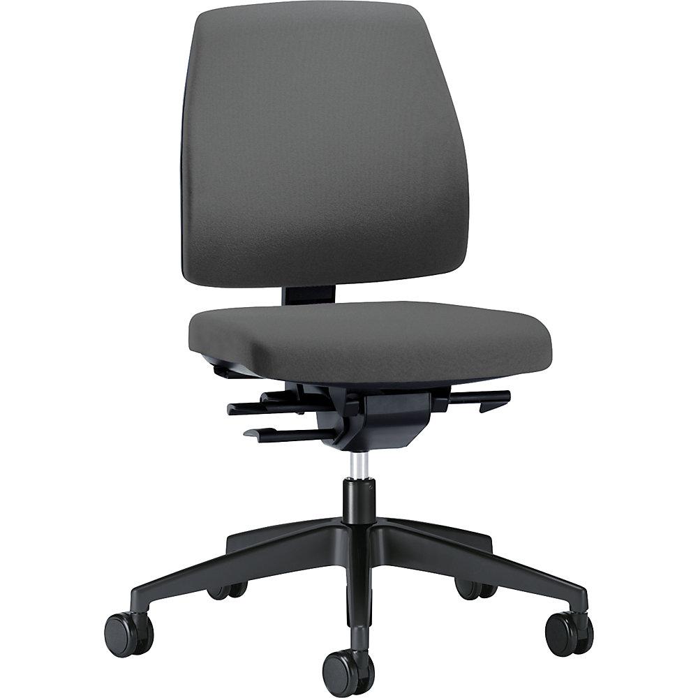 interstuhl Bürodrehstuhl GOAL, Rückenlehnenhöhe 430 mm, Gestell schwarz, mit harten Rollen, eisengrau, Sitztiefe 410 mm von Interstuhl