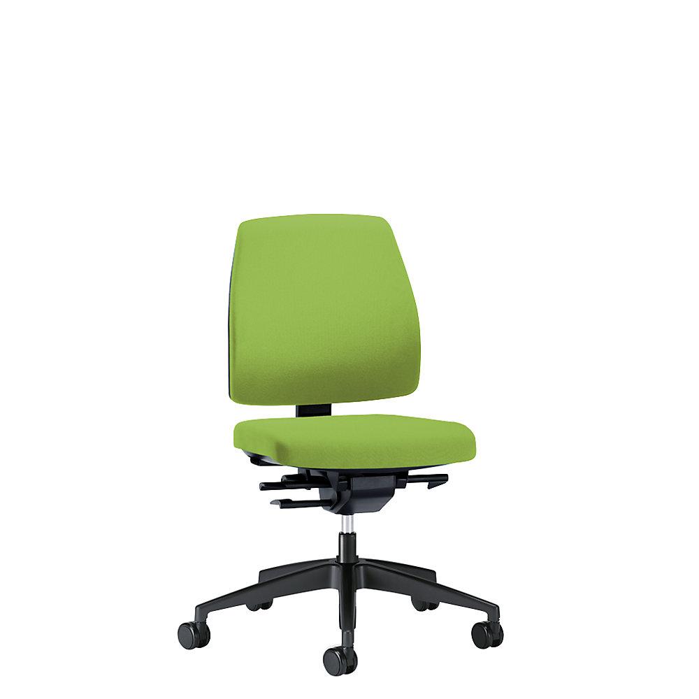 interstuhl Bürodrehstuhl GOAL, Rückenlehnenhöhe 430 mm, Gestell schwarz, mit harten Rollen, gelbgrün, Sitztiefe 410 - 460 mm von Interstuhl