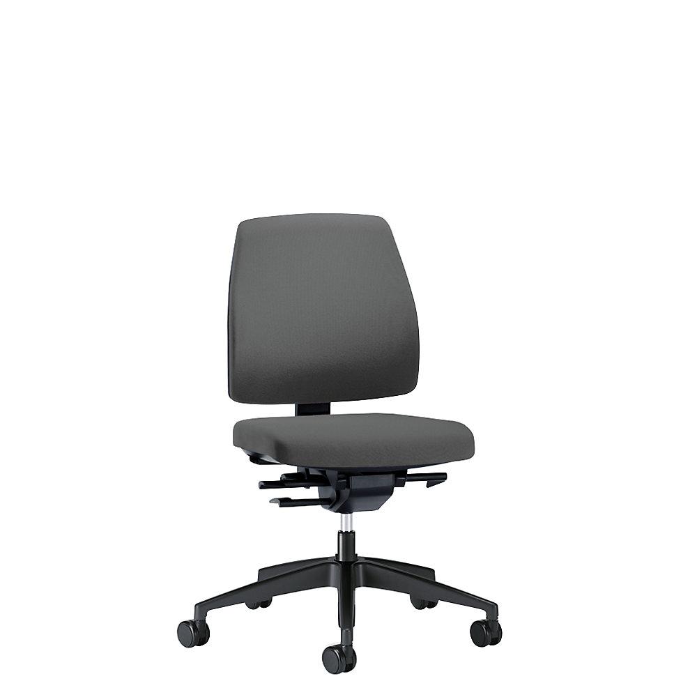 interstuhl Bürodrehstuhl GOAL, Rückenlehnenhöhe 430 mm, Gestell schwarz, mit weichen Rollen, eisengrau, Sitztiefe 410 mm von Interstuhl