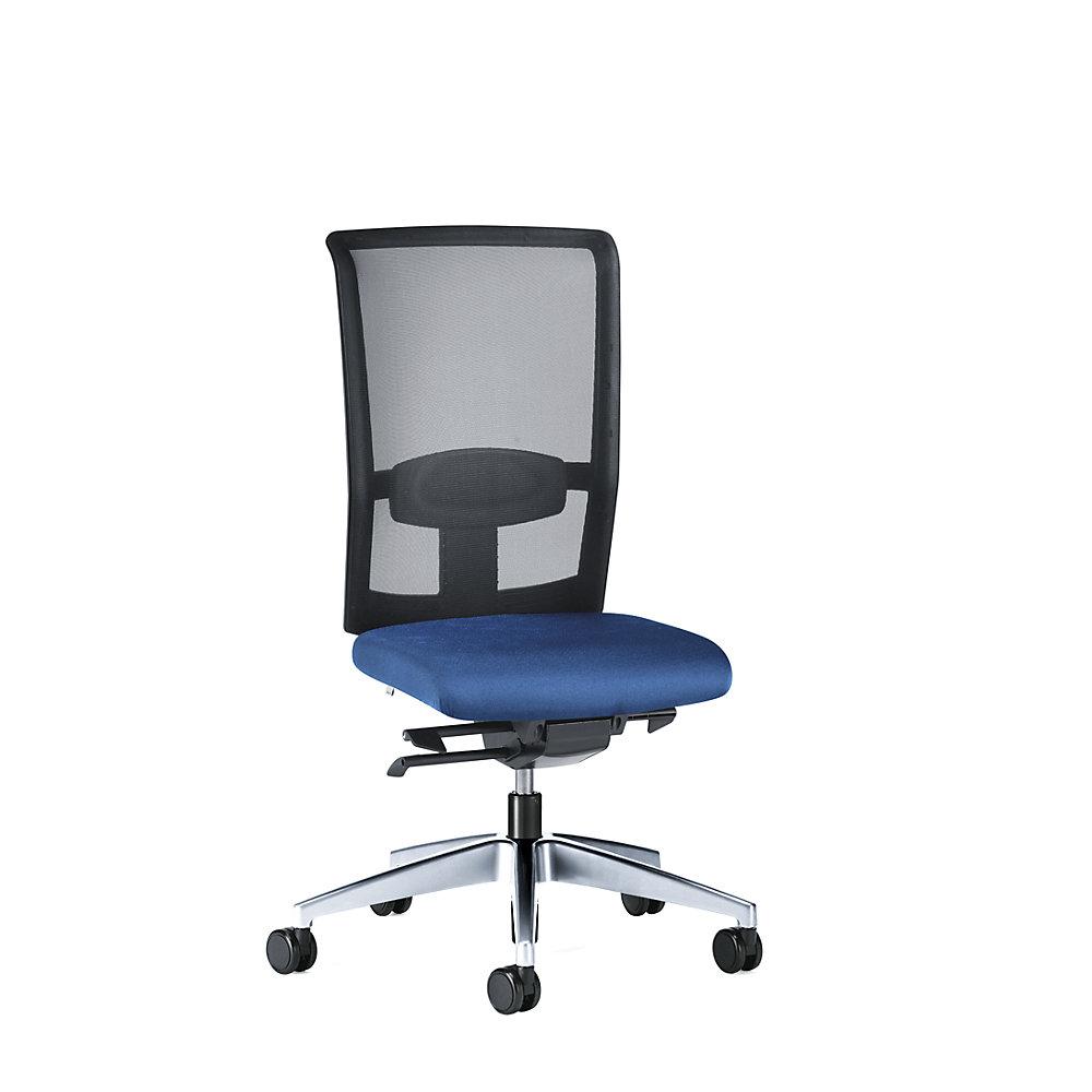 interstuhl Bürodrehstuhl GOAL AIR, Rückenlehnenhöhe 545 mm, Gestell poliert, mit harten Rollen, enzianblau, Sitztiefe 410 mm von Interstuhl