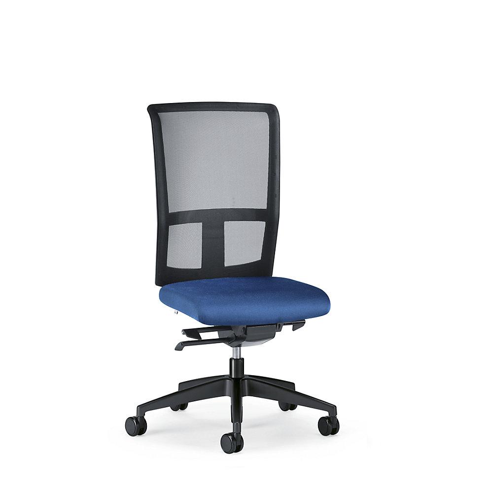 interstuhl Bürodrehstuhl GOAL AIR, Rückenlehnenhöhe 545 mm, Gestell schwarz, mit harten Rollen, enzianblau, Sitztiefe 410 - 460 mm von Interstuhl