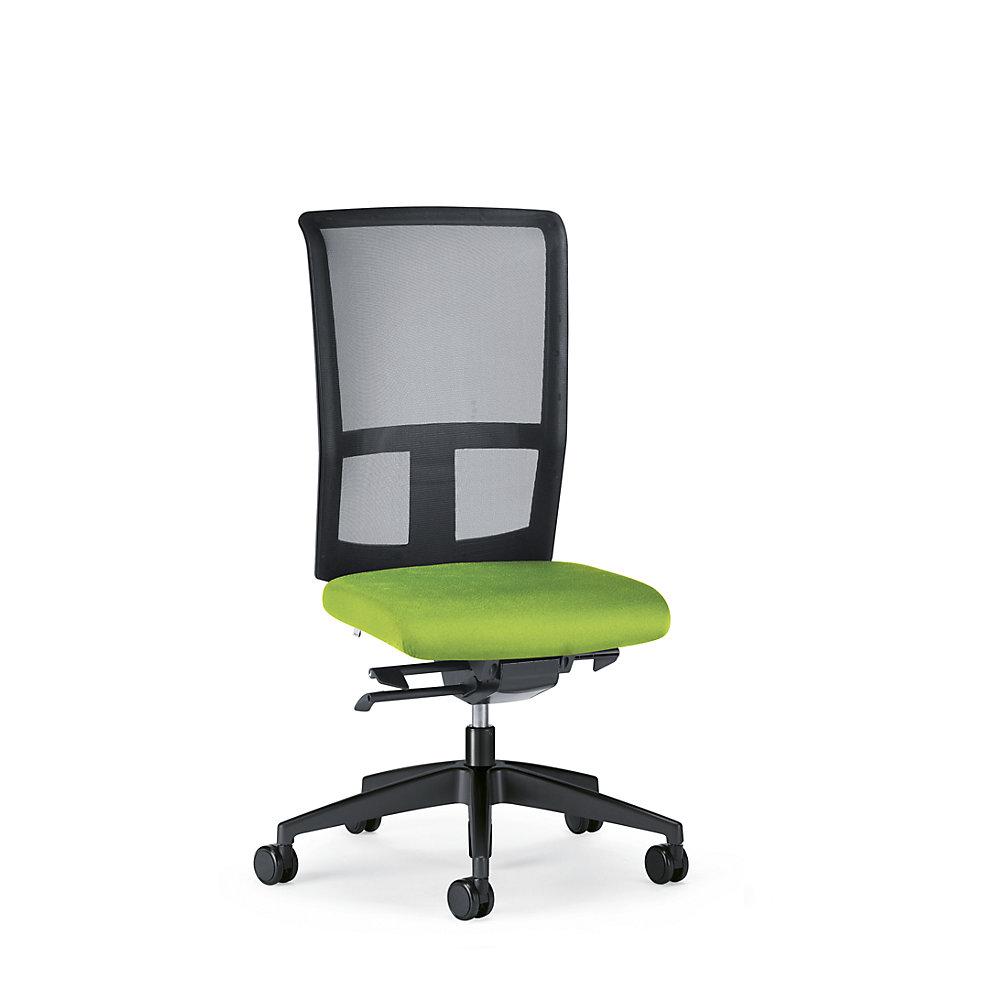 interstuhl Bürodrehstuhl GOAL AIR, Rückenlehnenhöhe 545 mm, Gestell schwarz, mit harten Rollen, gelbgrün, Sitztiefe 410 mm von Interstuhl