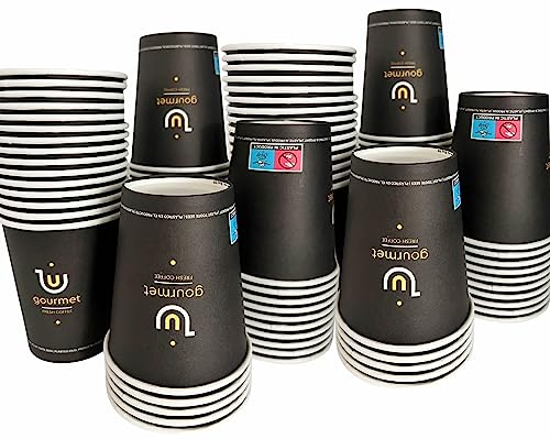 Intertan -1922- 100 Kaffeebecher To Go Pappe 240ml Design GOLD GOURMET Pappbecher Einweg für Kaffee & Tee - Einwegbecher für Heißgetränke bis 95°C und Kaltgetränke Papp Becher für Unterwegs von Intertan -1922-