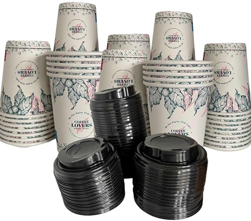 100 Kaffeebecher mit Deckel To Go Pappe 120ml Design COFFEE LOVERS Pappbecher Einweg für Kaffee & Tee - Einwegbecher für Heißgetränke bis 95°C und Kaltgetränke Papp Becher für Unterwegs von Intertan -1922-