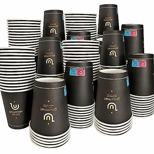 Intertan -1922- 200 Kaffeebecher To Go Pappe 240ml Design GOLD GOURMET Pappbecher Einweg für Kaffee & Tee - Einwegbecher für Heißgetränke bis 95°C und Kaltgetränke Papp Becher für Unterwegs von Intertan -1922-