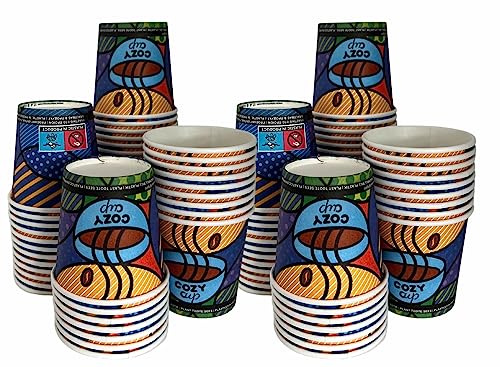 Intertan -1922- 100 Kaffeebecher To Go Pappe 120ml Design COZY CUPS Pappbecher Einweg für Kaffee & Tee - Einwegbecher für Heißgetränke bis 95°C und Kaltgetränke für Unterwegs Büro Uni Party von Intertan -1922-