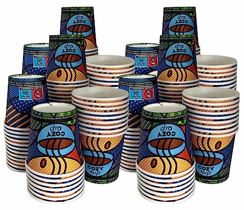 Intertan -1922- 200 Kaffeebecher To Go Pappe 120ml Design COZY CUPS Pappbecher Einweg für Kaffee & Tee - Einwegbecher für Heißgetränke bis 95°C und Kaltgetränke für Unterwegs Büro Uni Party von Intertan -1922-