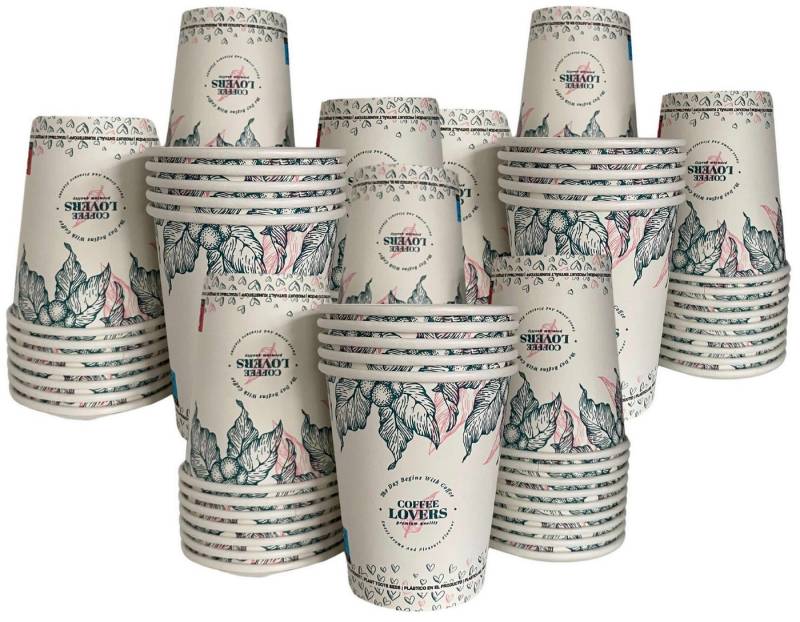Intertan -1922- Coffee-to-go-Becher 100 Kaffeebecher To Go Pappe COFFEE LOVERS 120ml, Pappe von Intertan -1922-