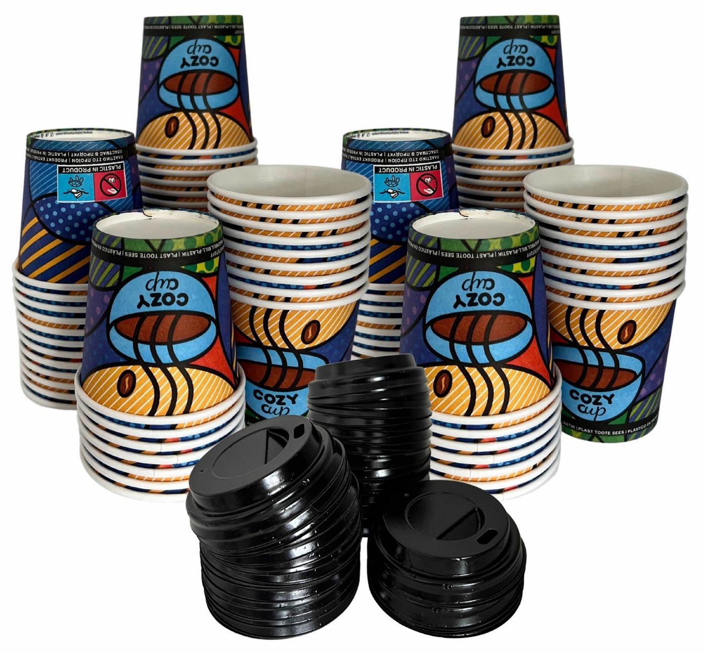 Intertan -1922- Coffee-to-go-Becher 100 Kaffeebecher mit Deckel To Go Pappe COZY CUPS 120ml, Pappe von Intertan -1922-