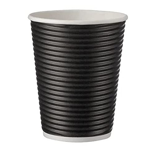 Intertan Q530016 Geriffelter Papier Trinkbecher, Schwarz, 80mm Durchmesser, 8oz Kapazität, 25 Stück von Intertan -1922-