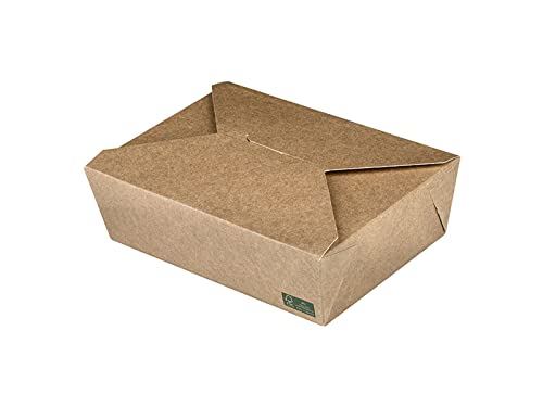 Intertan QF1400FSC Kraftpapier Rechteckig Foodbox mit Faltdeckel, Naturfarbe, FSC Zertifiziert, 1400ml Kapazität, 15cm Länge, 12cm Breite, 6.3cm Höhe, 50 Stück von Intertan -1922-