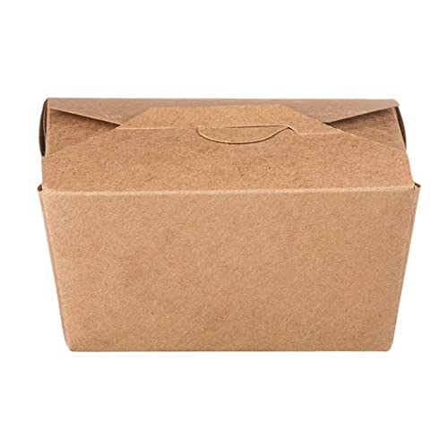 Intertan QF3000 Kraftpapier Rechteckig Foodbox mit Faltdeckel, Naturfarbe, 3000ml Kapazität, 19.5cm Länge, 14cm Breite, 9cm Höhe, 50 Stück von Intertan -1922-