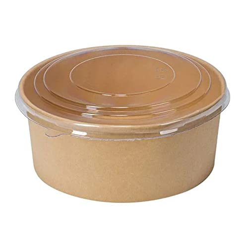 Intertan QK1300 rPET Deckel für 1300ml Runden Kraftpapier Salatbechern, Transparent, 185mm Durchmesser, 50 Stück von Intertan -1922-