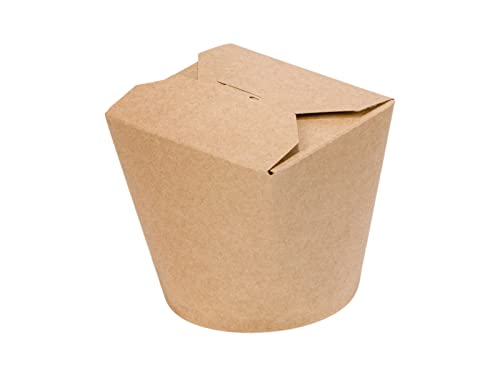 Intertan QKR16 Kraftpapier Foodbox mit Faltdeckel, Rundem Boden, Naturfarbe, 16oz Kapazität, 8.5cm Länge, 7cm Breite, 9cm Höhe, 25 Stück von Intertan -1922-