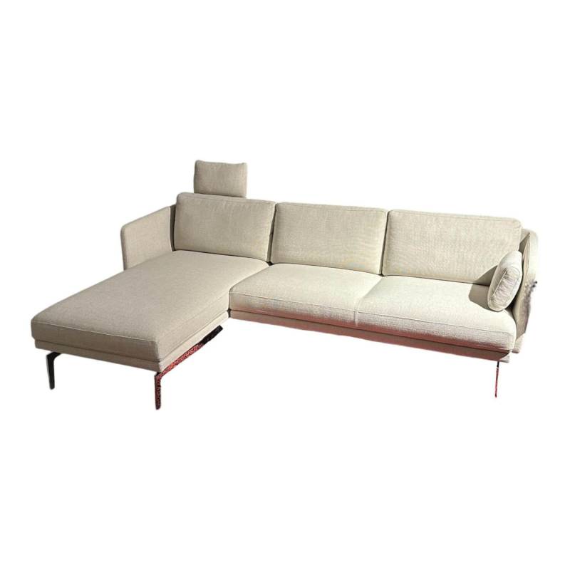 Ecksofa Frame Stoff Danio Sand Creme Flachstahlfuß Chrom Glänzend Mit Klappbaren... von Intertime