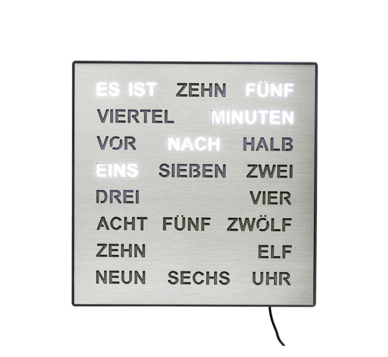 Intertime Wort-Uhr Word 28 alu brushed von Intertime
