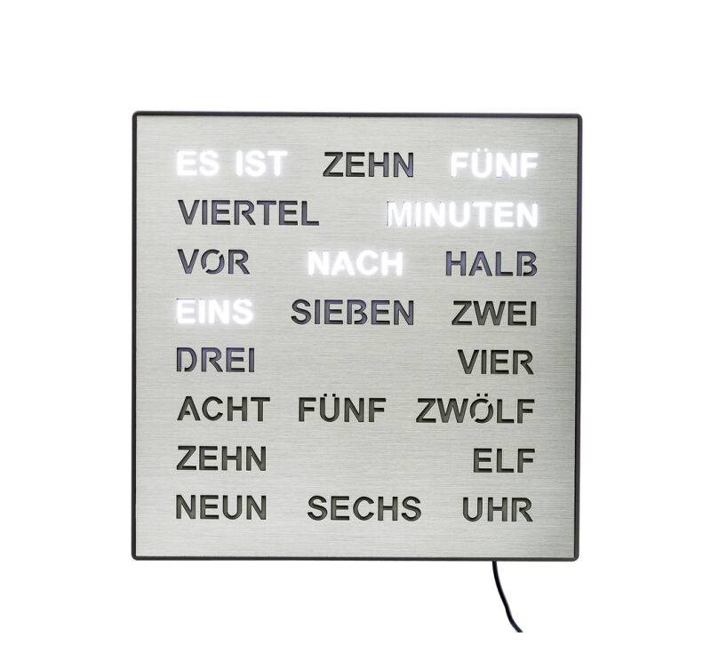 Intertime Wort-Uhr Word 28 alu brushed von Intertime