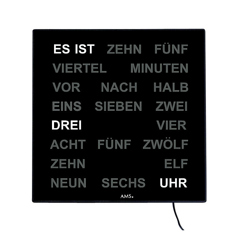 Intertime Wort-Uhr Word 28 schwarz von Intertime